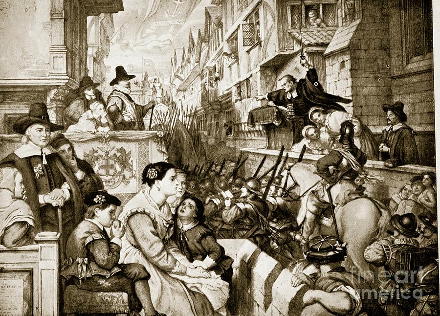 The Train Bands Leave London, Illustration Painting by Charles West Cope
