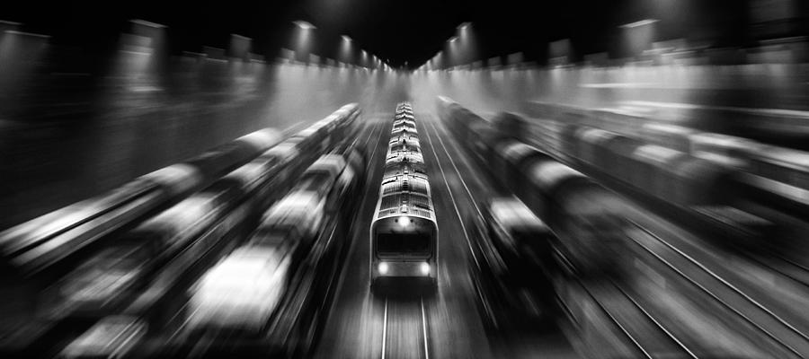 Black And White Photograph - The Train. by Leif Lndal