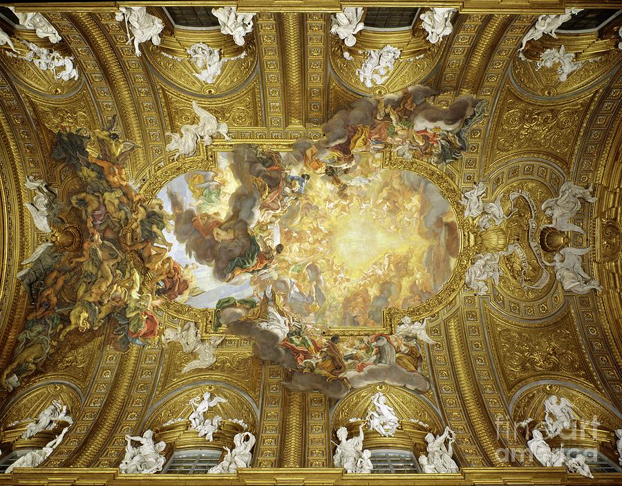The Triumph Of The Sacred Name Of Jesus, Church Of The Gesù, Rome Painting by Il Baciccio