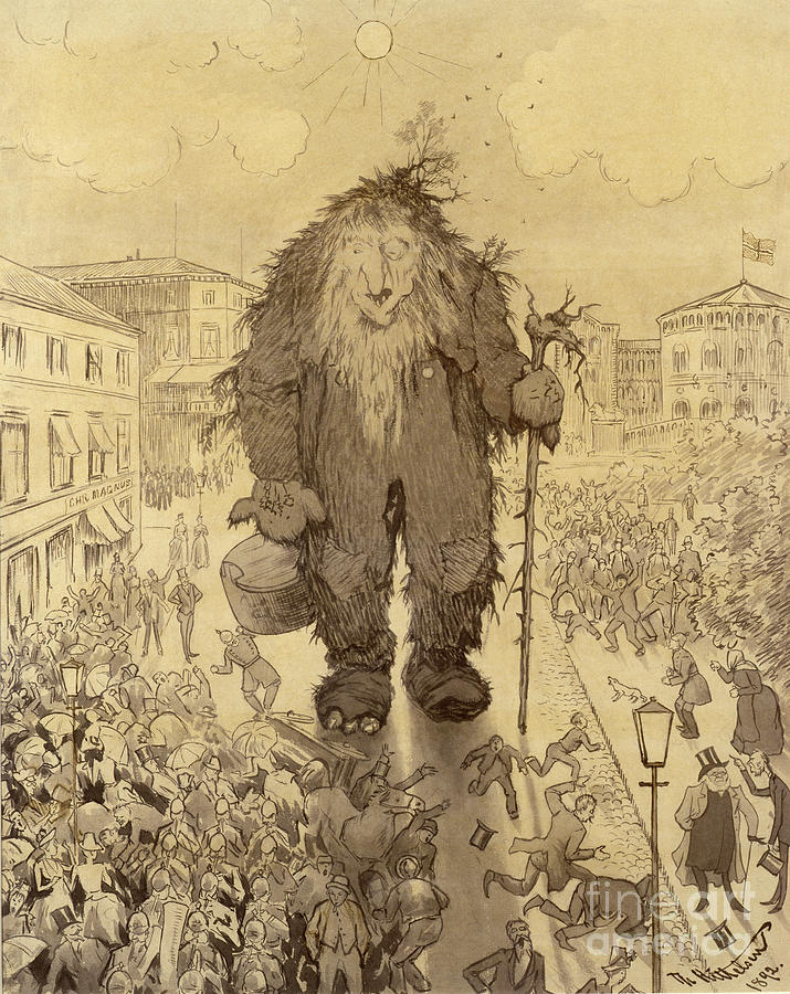 The troll on Karl Johan  Drawing by O Vaering