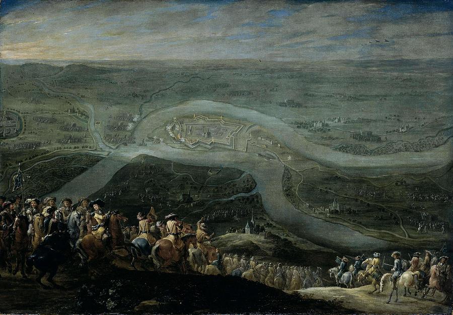 The Troops of Louis XIV at Schenkenschans, 18 June 1672. Painting by Lambert de Hondt -II-