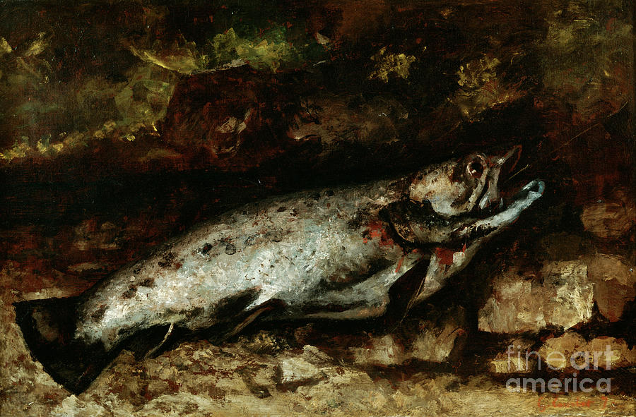 The Trout, 1873. Artist Gustave Courbet Drawing by Print Collector