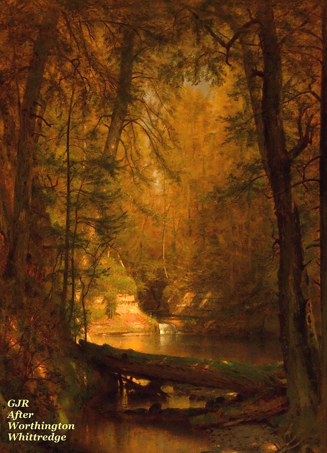 Abstract Digital Art - The Trout Pool - 1870 - After The Original Painting By Worthington Whittredge L A S  by Gert J Rheeders