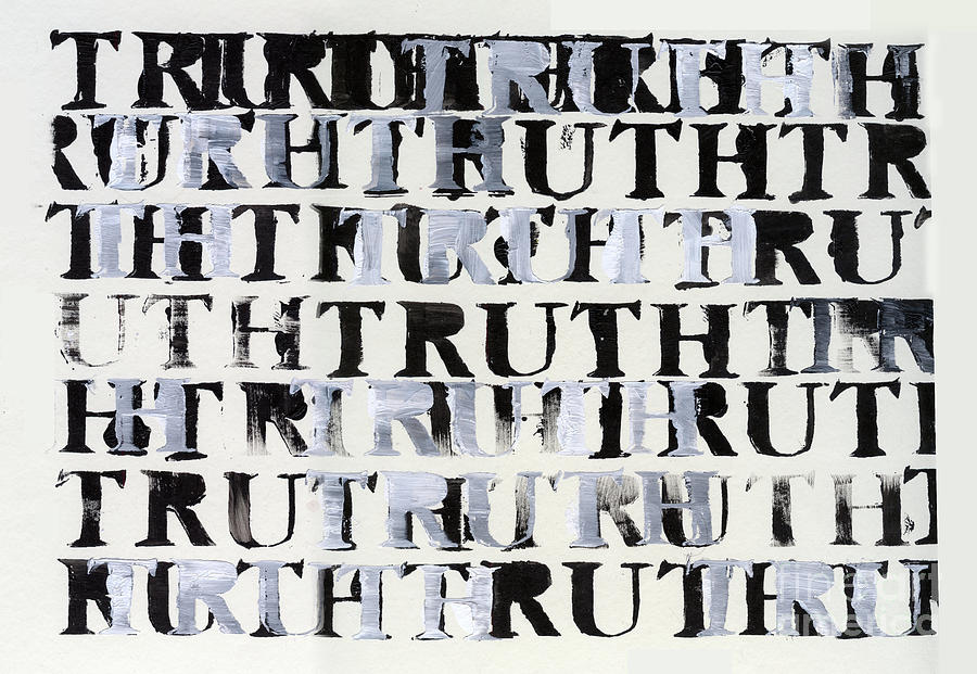 The Truth In Black And White, 2015 Acrylic With Stencil On Card Painting by Nancy Moniz Charalambous
