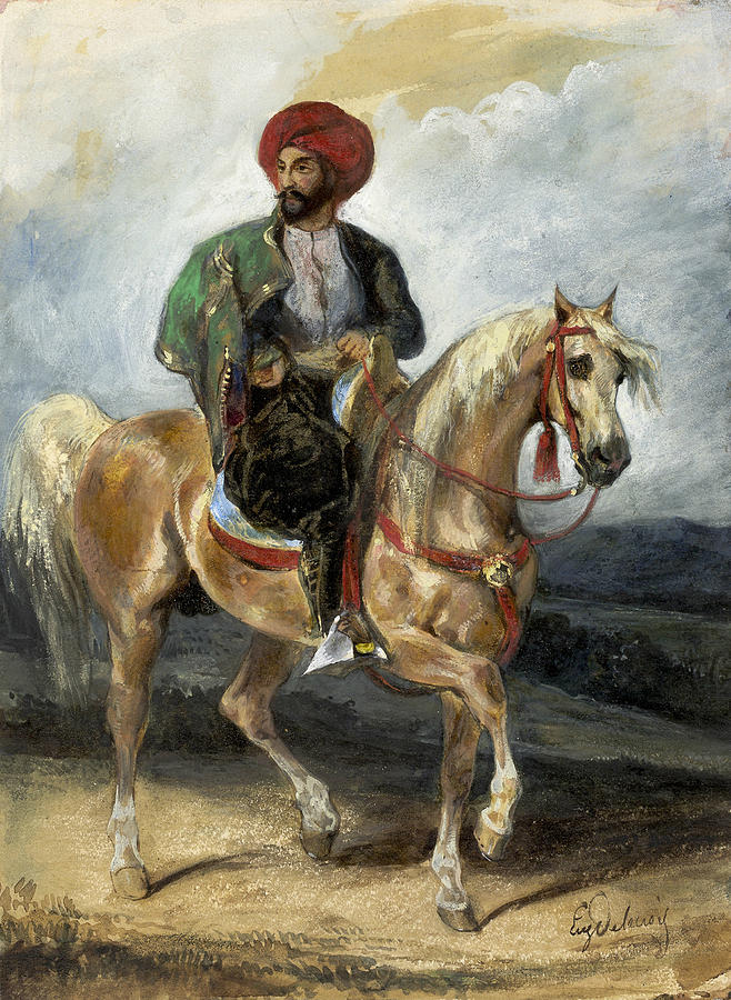 The Turkish Rider Drawing by Eugene Delacroix