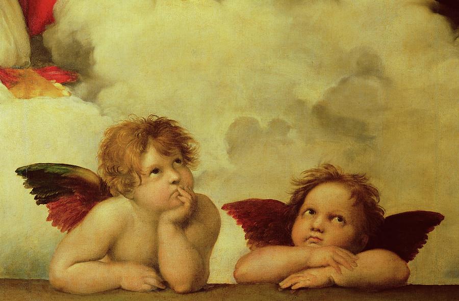 Raphael Painting - The two angels. Detail of the Madonna Sistina -40-07-06/22-. by Raphael -1483-1520-