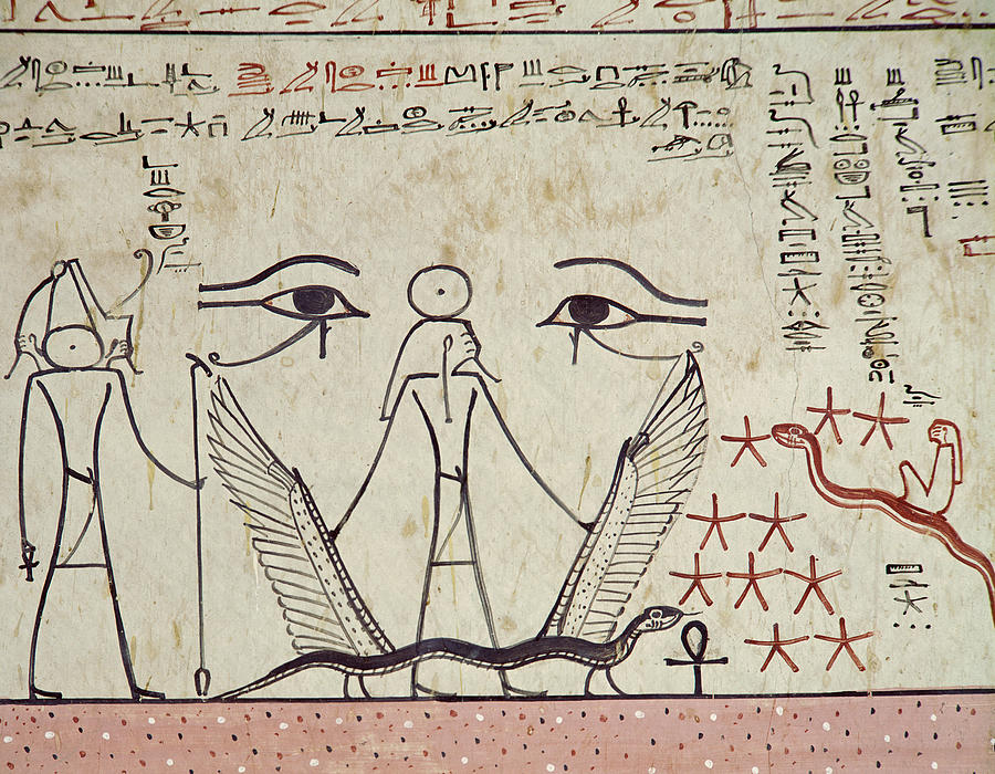 Snake Painting - The Two Mystical Eyes, From The Tomb Of Tuthmosis IIi by Egyptian School