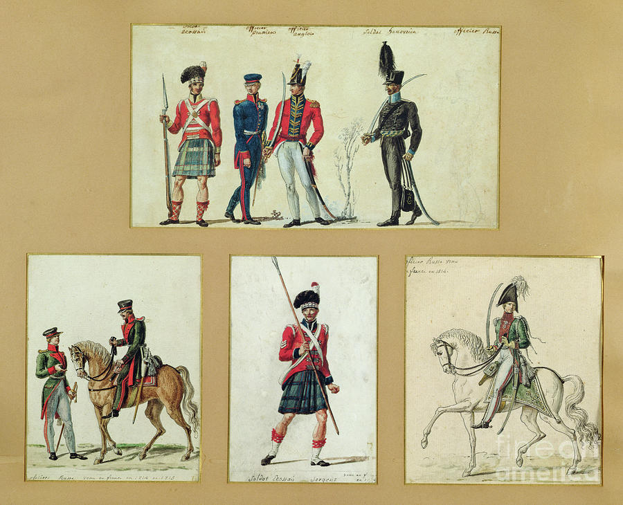 The Uniforms Of Scottish Soldiers And Prussian, English, Hanoverian And ...