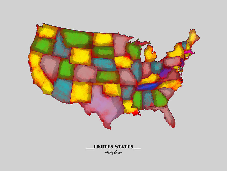 The United States Of America Artist Singh Mixed Media By Artguru Official Maps Fine Art America 5229