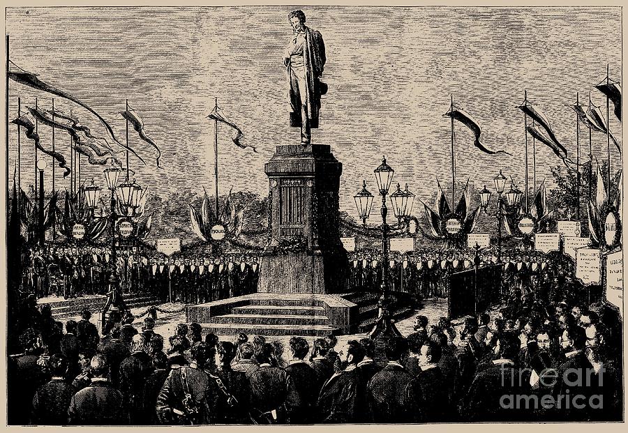 The Unveiling Of The Pushkin Monument Drawing by Heritage Images