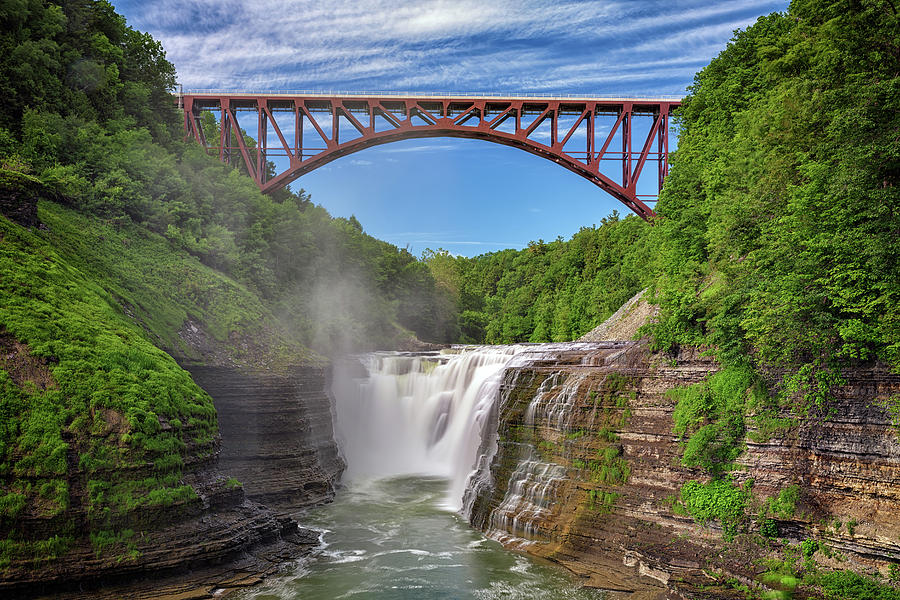 Spring Photograph - The Upper Falls at Letchworth State Park by Rick Berk