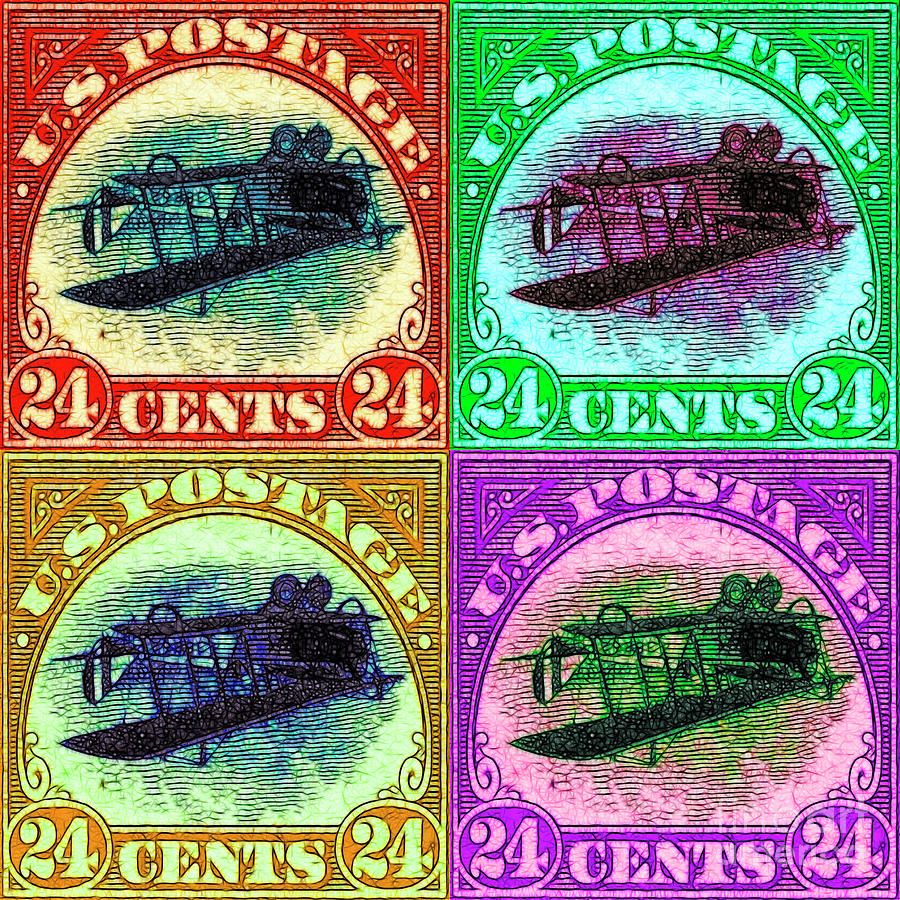 The Upside Down Biplane Stamp Four - 20130119 square Photograph by Wingsdomain Art and Photography