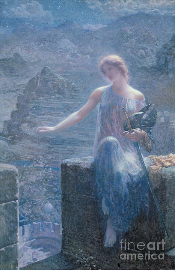 The Valkyries Vigil, 1906  And Gold Paint On Paper Painting by Edward Robert Hughes
