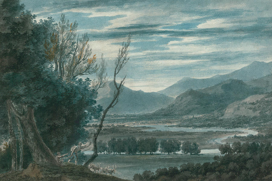 The Valley of the Eisak Near Brixen in the Tyrol Drawing by John Robert Cozens