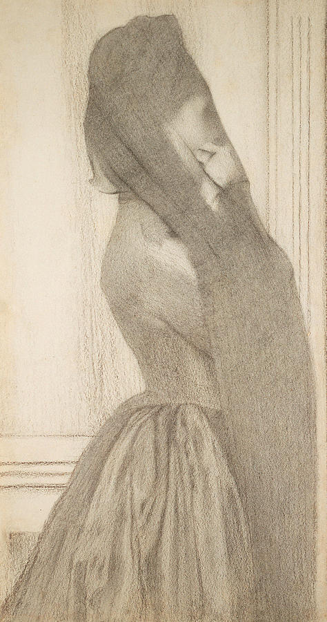 The Veil Drawing by Fernand Khnopff