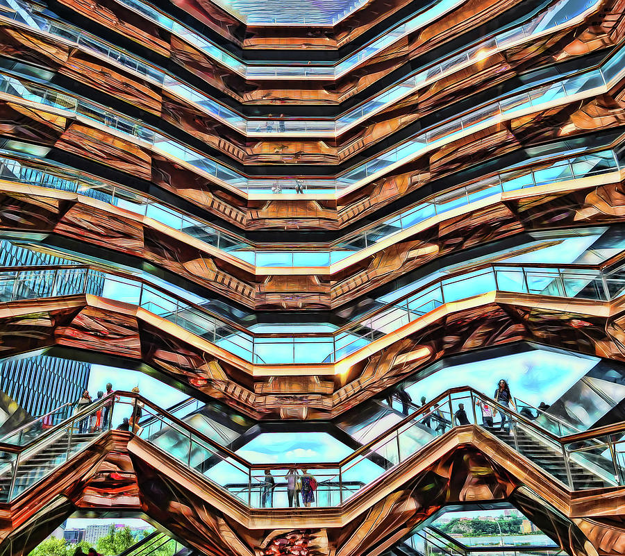 The Vessel - Hudson Yards # 10 - N Y C - Photopainting Photograph by Allen Beatty