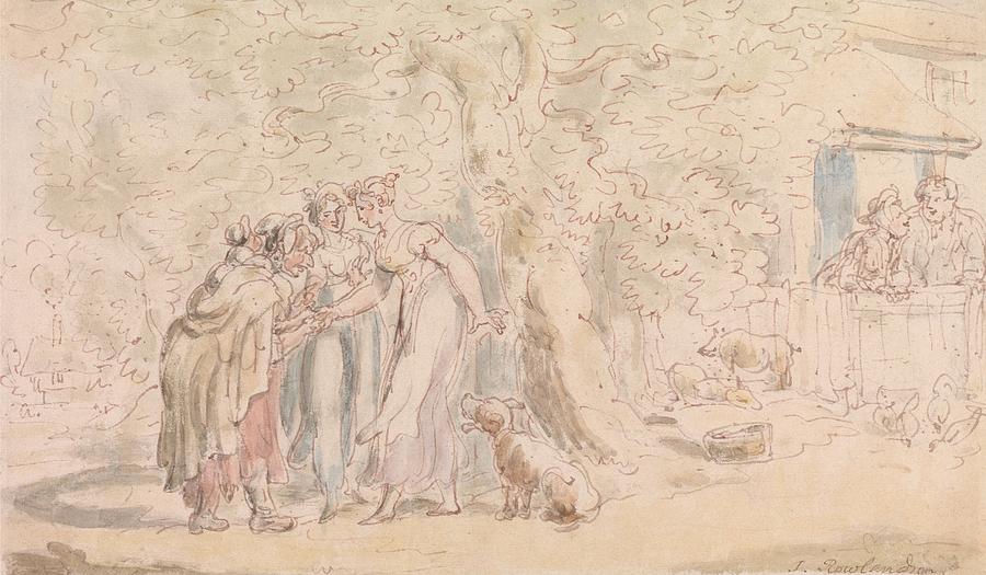 The Vicar of Wakefield - Fortune-Telling Drawing by Thomas Rowlandson