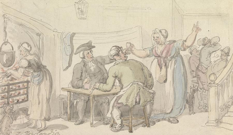 The Vicar of Wakefield - The Scold, with News of Olivia Drawing by Thomas Rowlandson