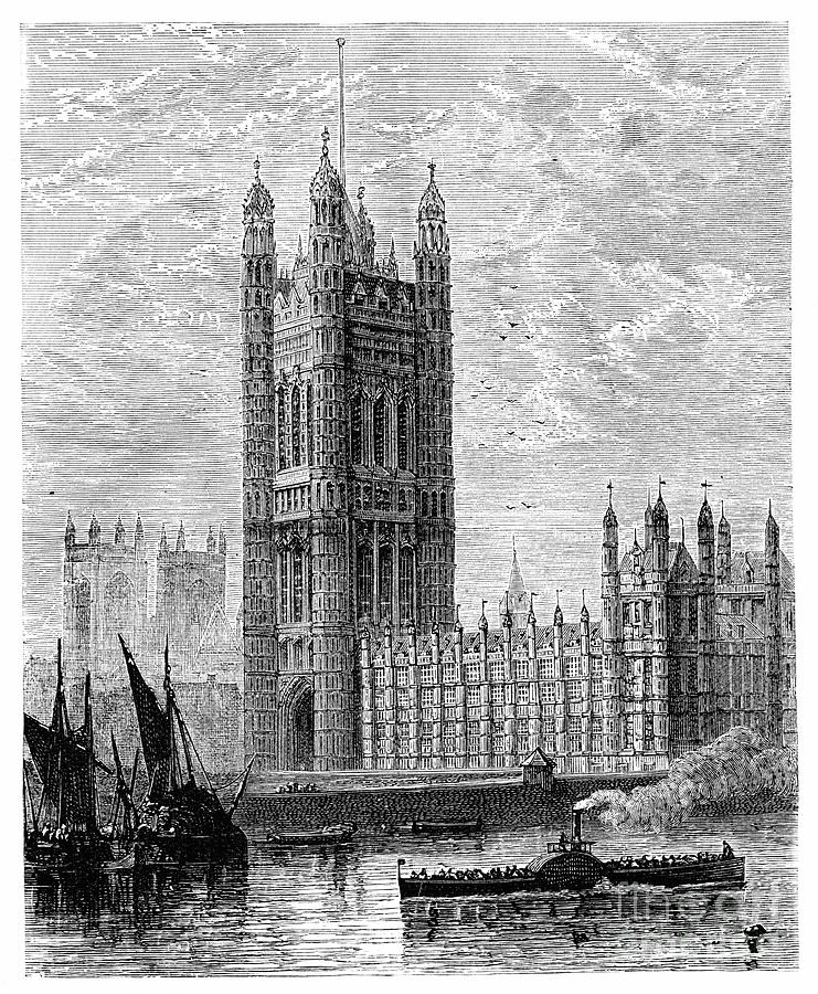 The Victoria Tower And The Houses Drawing by Print Collector