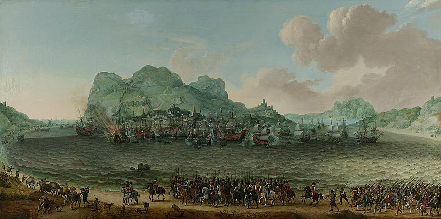 The victory over the Spaniards near Gibraltar Painting by Adam Willaerts