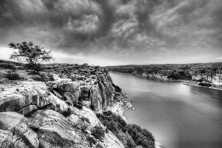 The View From The Pecos River Bridge B W Photograph by JC Findley