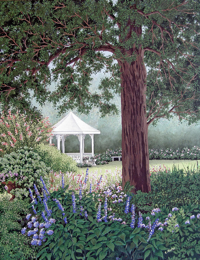Tree Painting - The View From The Porch by Carol J Rupp