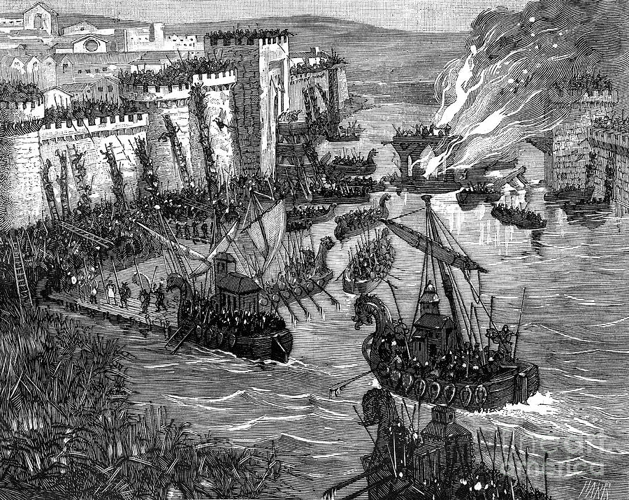 The Viking Attack On Paris, 885 Drawing by Print Collector