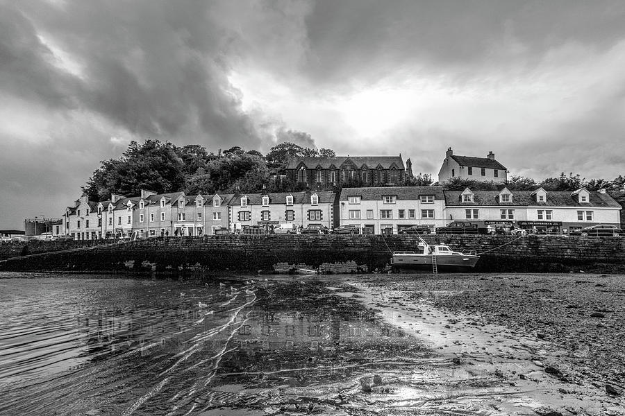 The Village of Portree Scotland in Black and White Photograph by Debra and Dave Vanderlaan