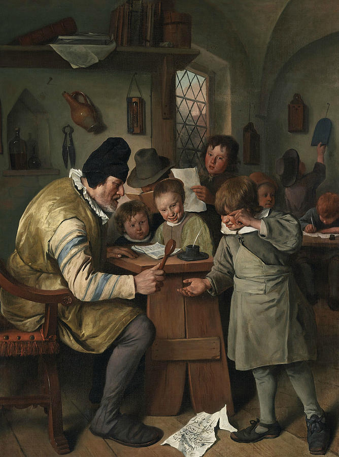 The Village School Painting by Jan Steen