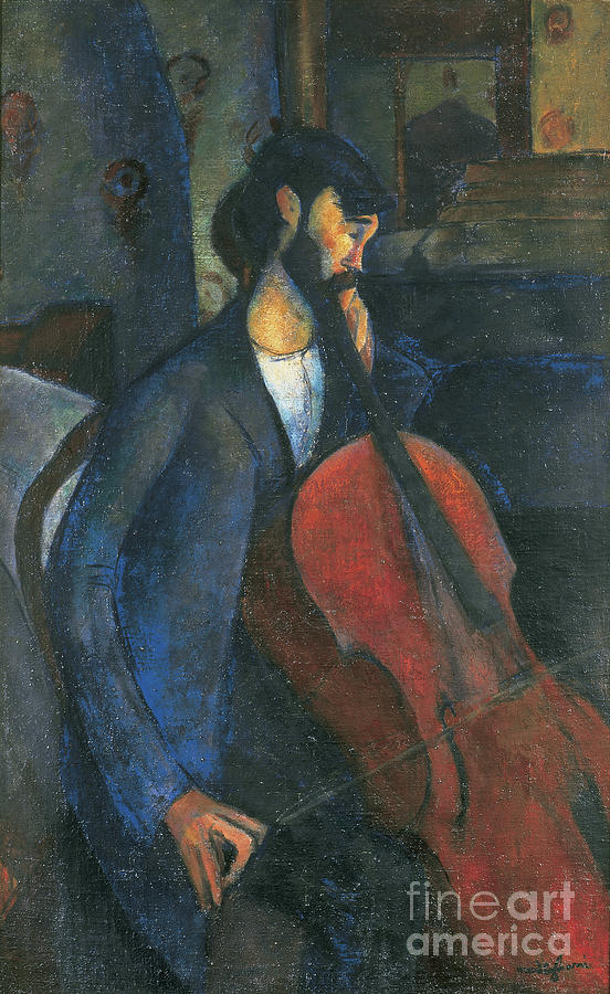 The Violoncellist, 1909 Painting by Amedeo Modigliani