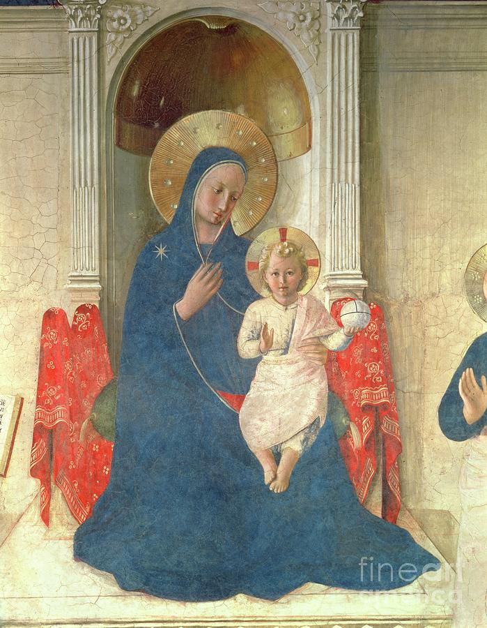 Fra Angelico Painting - The Virgin And Child Enthroned, Detail Of The Madonna Delle Ombre, 1450 by Fra Angelico