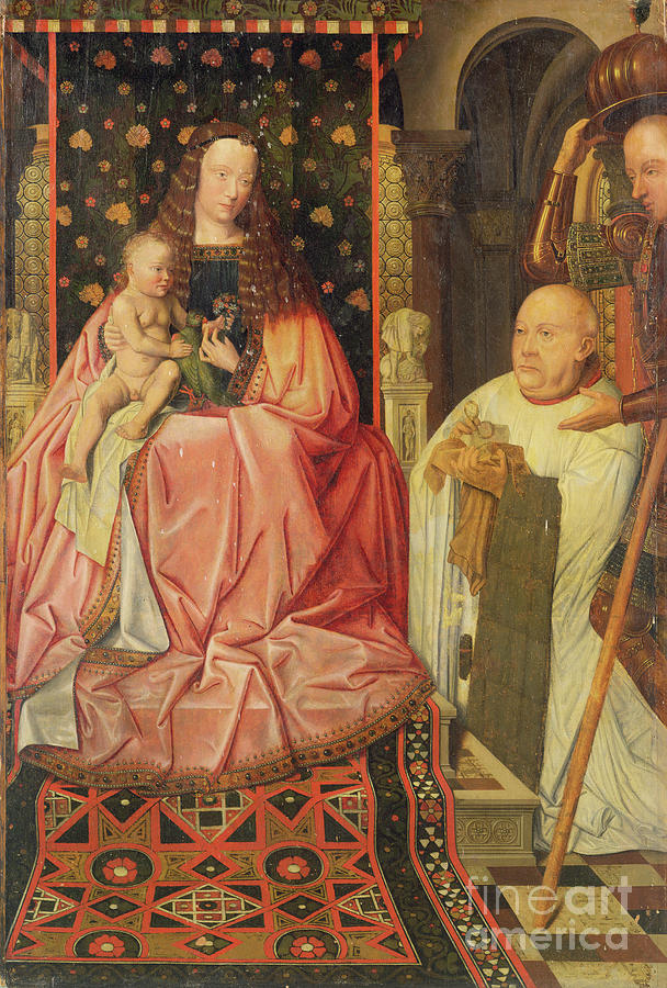 The Virgin And Child Enthroned With Saint George And Canon Van Der Paele, Circa 1436 Painting by Jan Van Eyck