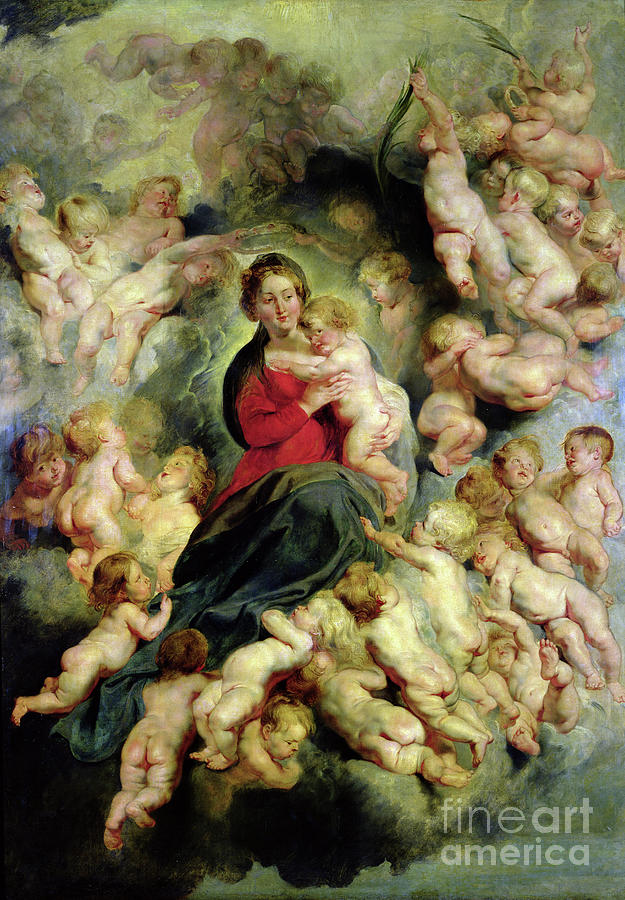 The Virgin And Child Surrounded By The Holy Innocents Or, The Virgin With Angels, 1618 Painting by Peter Paul Rubens