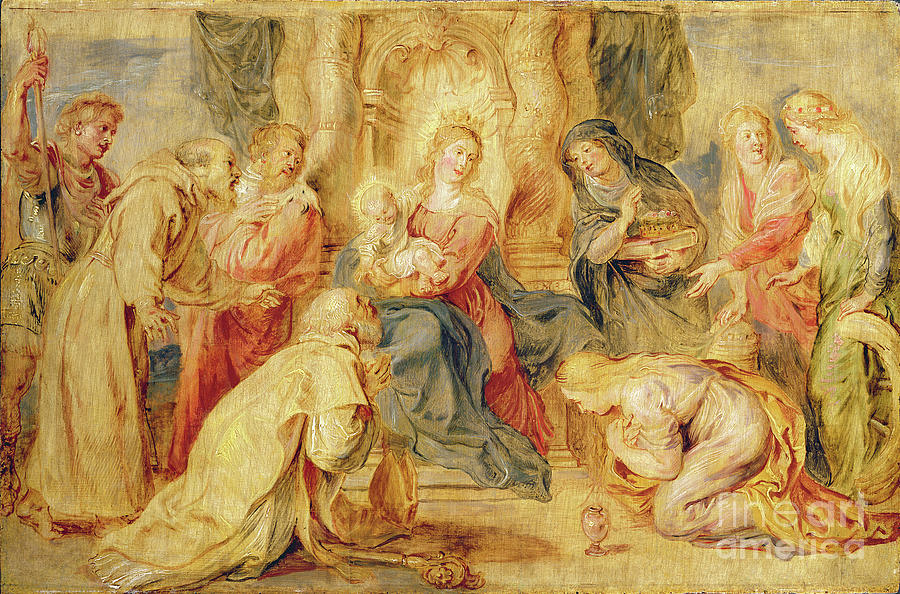 Peter Paul Rubens Painting - The Virgin And Child Venerated By Eight Saints, C.1631-33 by Peter Paul Rubens