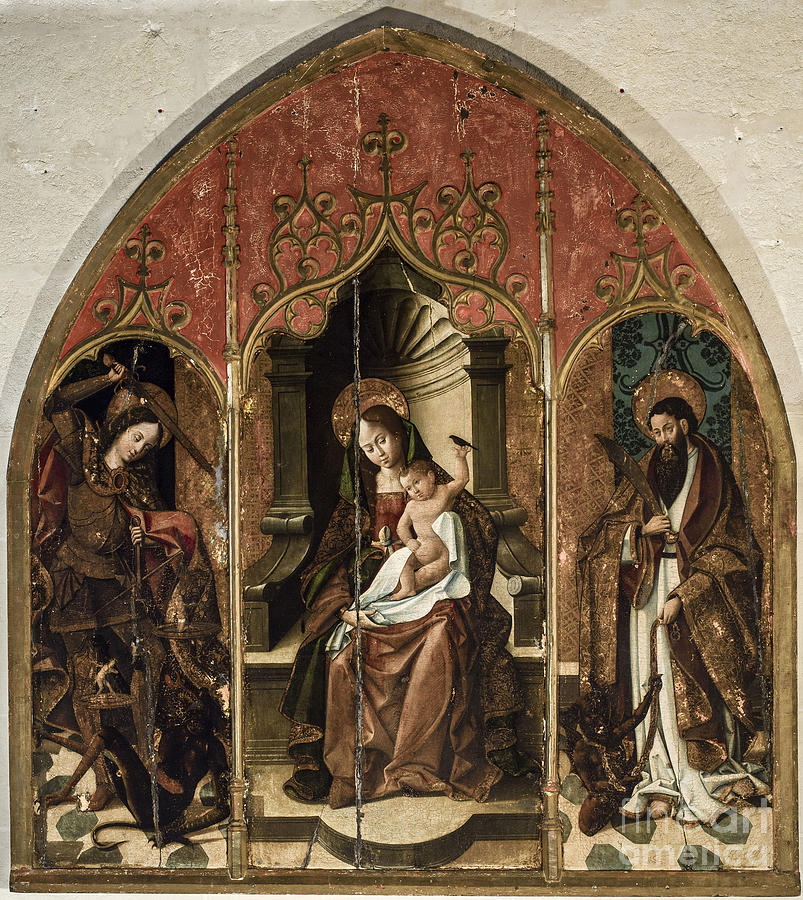 The Virgin And Child With Saints Drawing by Heritage Images