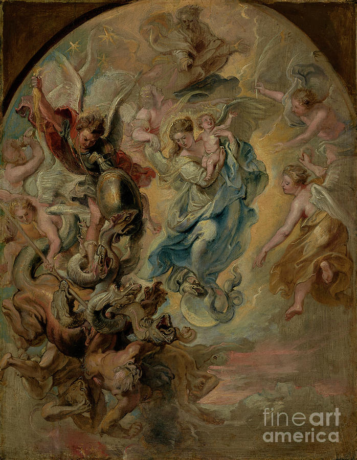 Armageddon Painting - The Virgin As The Woman Of The Apocalypse, C.1623-4 by Peter Paul Rubens