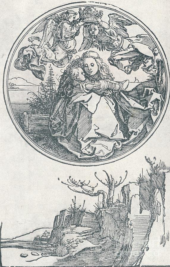 The Virgin Crowned By Two Angels, C1515 Drawing by Print Collector