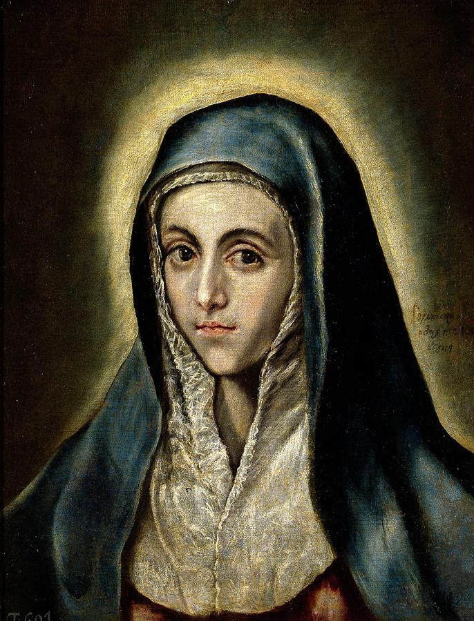 The Virgin Mary, ca. 1597, Spanish School, Oil on canvas, 52 cm x 41... Painting by El Greco -1541-1614-