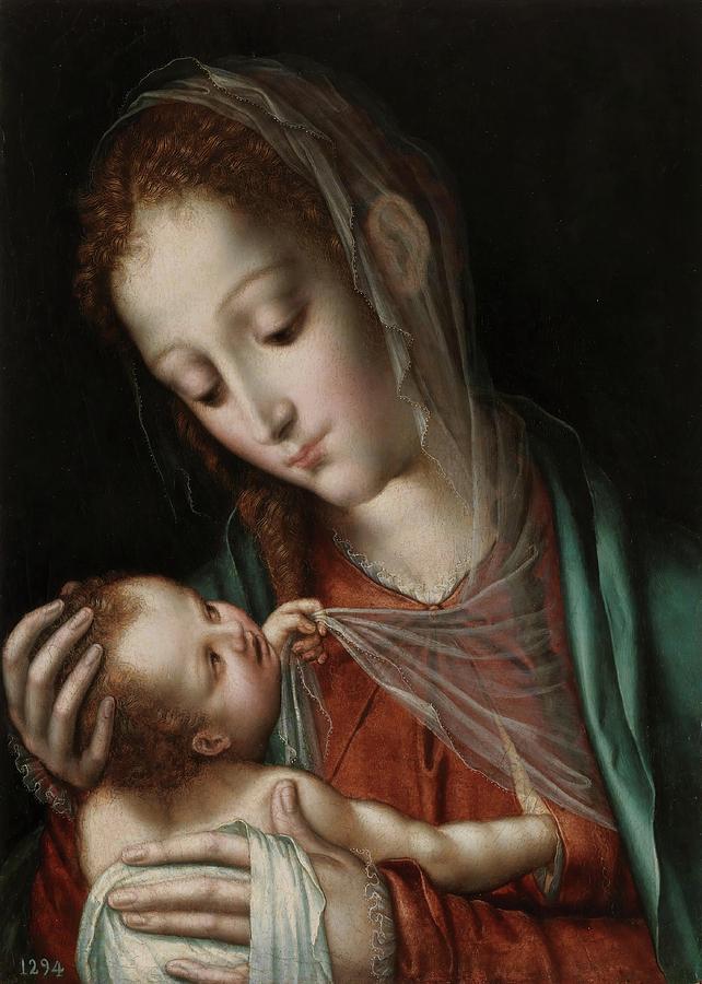 The Virgin nursing the Child. Ca. 1565. Oil on panel. Painting by Luis de Morales -1509-1586- The Virgin nursing the Child. Ca. 1565. Oil on panel. Painting by Luis de Morales -1509-1586-