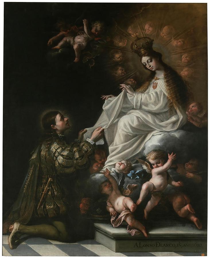 The Virgin of Mercy Appearing to Saint Peter Nolasco. 1682. Oil on canvas. Painting by Alonso del Arco -1635-1704-
