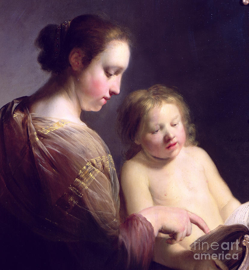 The Virgin Teaching The Infant Christ To Read, Circa 1630, Oil On Panel, Detail Painting by Pieter Fransz De Grebber
