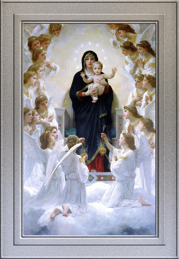 The Virgin with Angels by William Adolphe Bouguereau Painting by Rolando Burbon