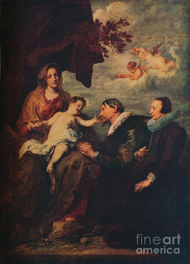 The Virgin With Donors, C1630 Drawing by Print Collector