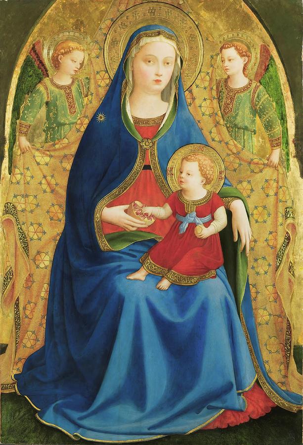 Fra Angelico Painting - The Virgin with the Pomegranate. Ca. 1426. Tempera on panel. by Fra Angelico -c 1395-1455-