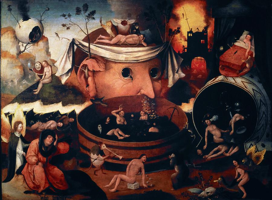 The Vision of Tondal, oil on tablet, 54 cm x 72 cm. Painting by Hieronymus Bosch -c 1450-1516-