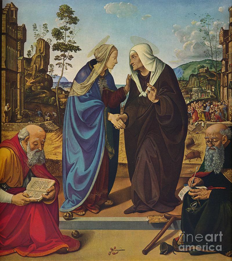 The Visitation With Saints Nicholas Drawing by Print Collector