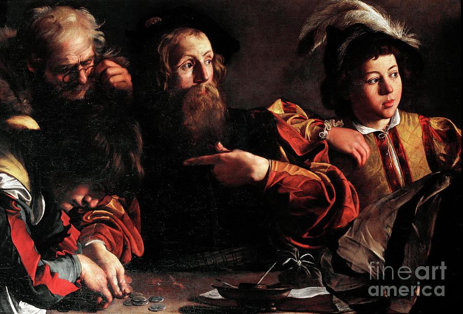 The Vocation Of Saint Matthew, The Calling Of St Matthew Detail Painting by Caravaggio