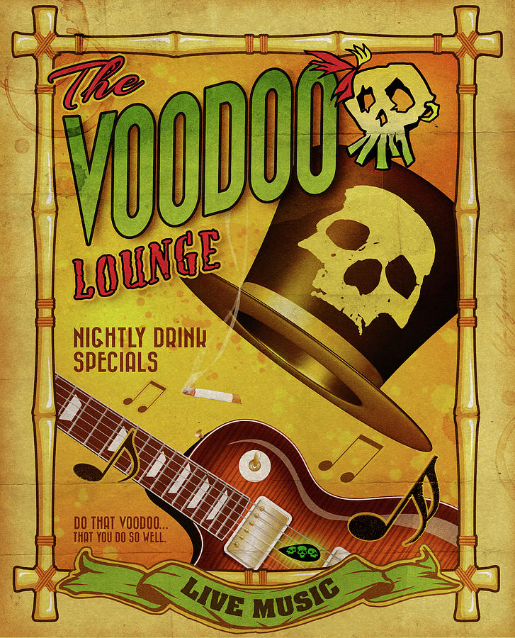 Skull Mixed Media - The Voodoo Lounge by Old Red Truck