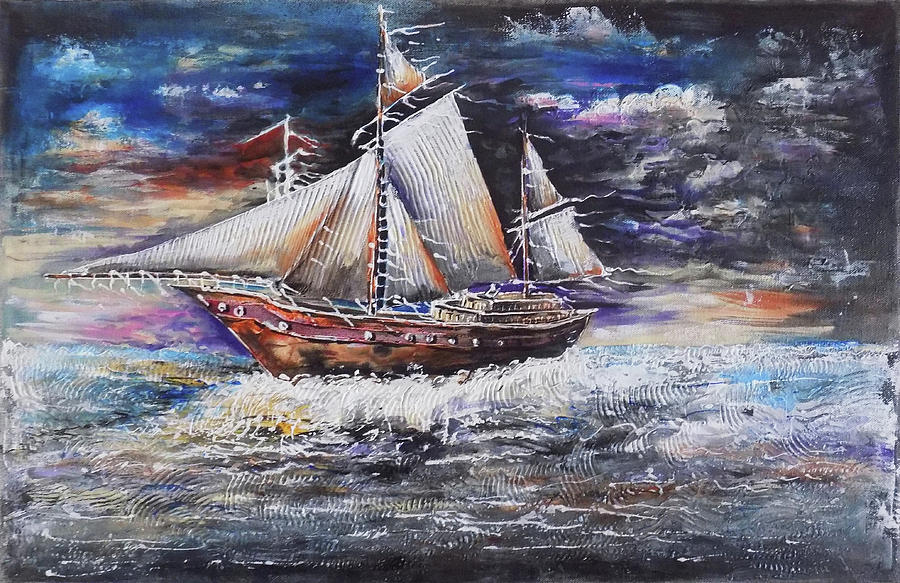 The Ship Drawing - The Voyage Knife Art by Asp Arts