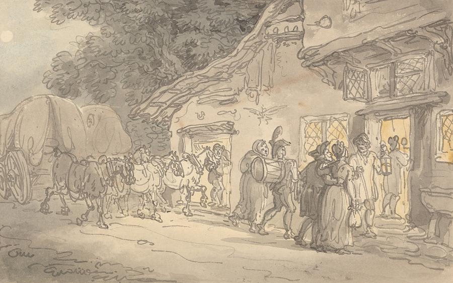 The Waggoners Rest Drawing by Thomas Rowlandson